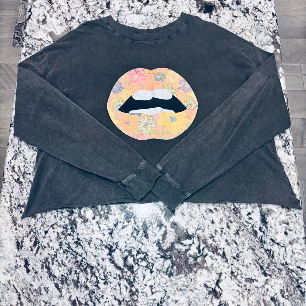 Graphic Lips Long Sleeve Shirt